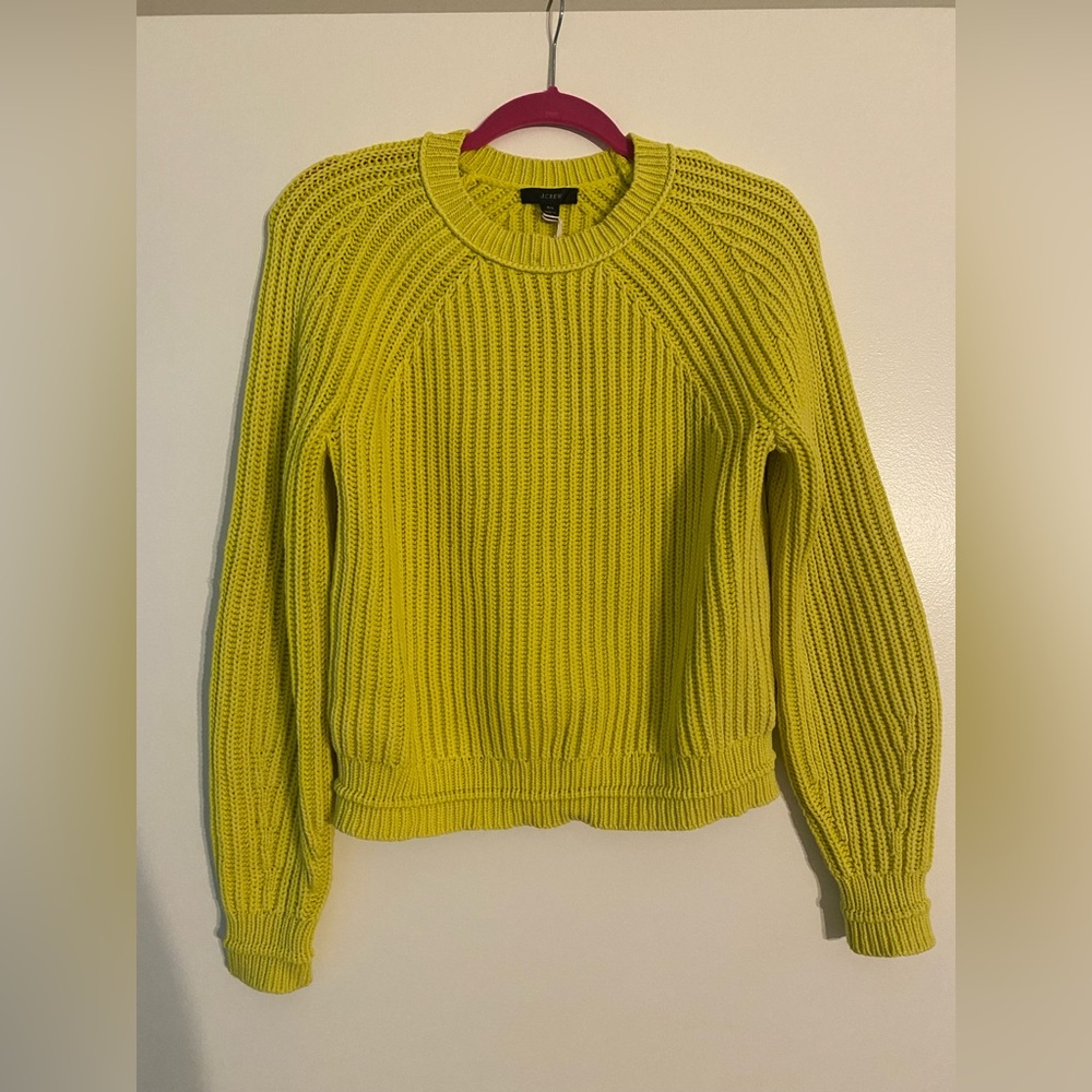 NWT J.Crew Knitted Neon Yellow Sweater XS